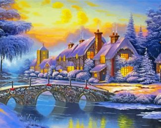 Winter Landscape House diamond painting