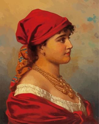 Woman In Red diamond painting
