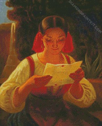 Woman Reading A Letter diamond painting
