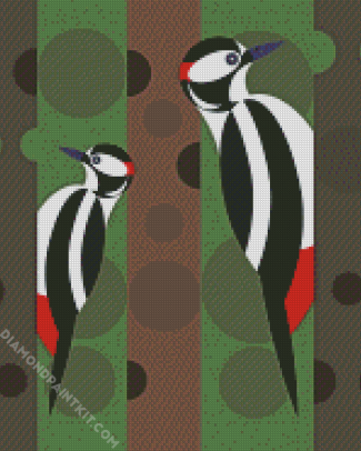 Woodpeckers Illustration diamond painting