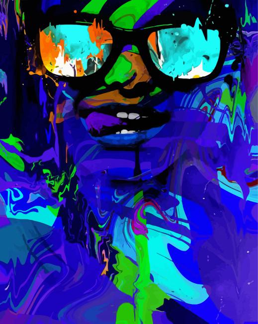 Abstract Lady With Glasses diamond painting