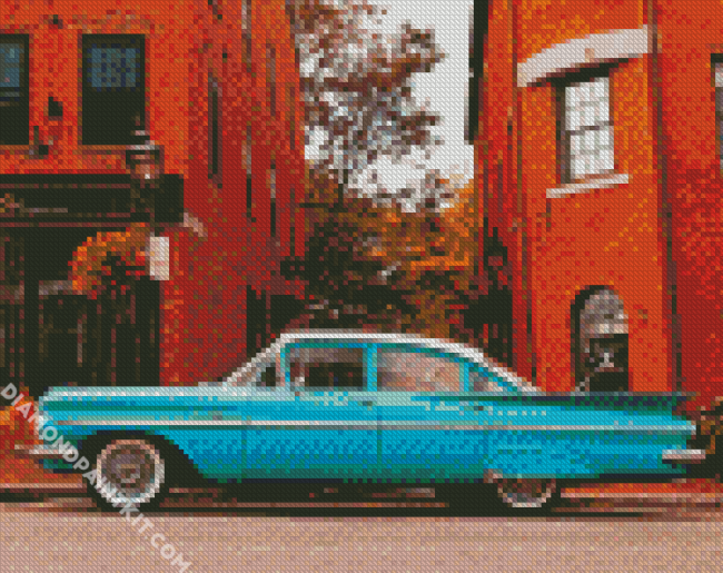 Aestehtic Blue Classic Car diamond painting