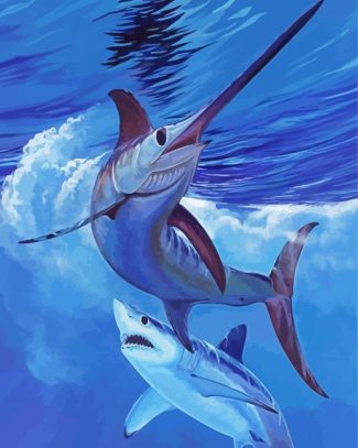 Aesthetic Sailfish And Shark diamond painting