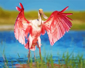 Aesthetic Spoonbill Pink Bird diamond painting