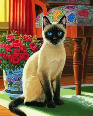 Aesthetic Siamese Kitty diamond painting