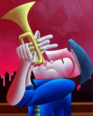 Aesthetic Trumpet Player Illustration diamond painting
