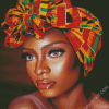 African Lady Wearing Colorful Scarf diamond painting