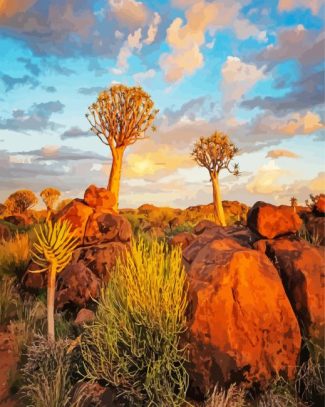 Aloe Dichotoma Trees Namibia diamond painting