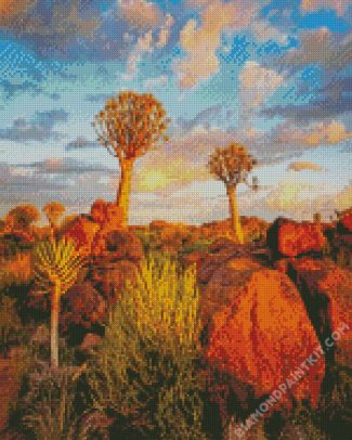 Aloe Dichotoma Trees Namibia diamond painting