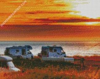 Autcaravan Camping At Sunset diamond painting