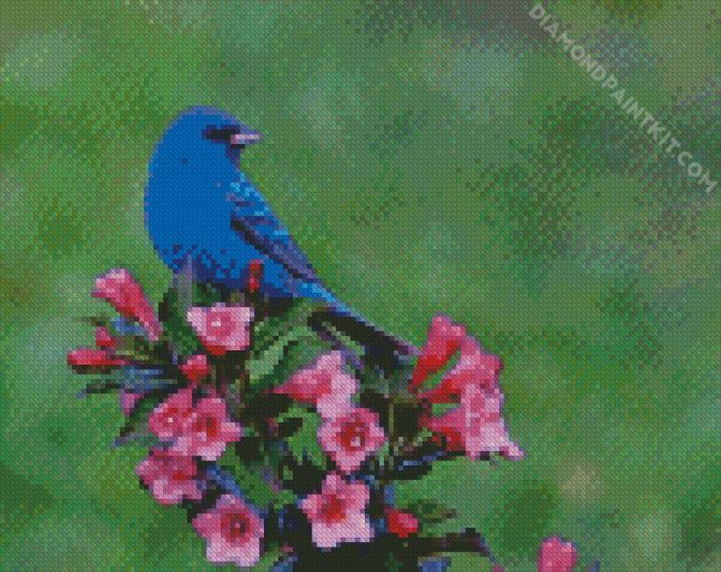 Beautiful Blue Bird And Flowers diamond painting