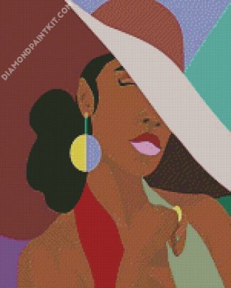 Black Woman With Sunhat diamond painting