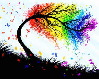 Colorful Rainbow Tree Art diamond painting