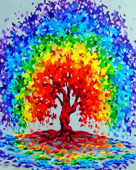 Colorful Rainbow Tree - 5D Diamond Painting 