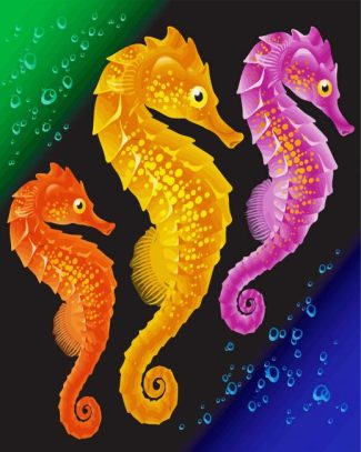 Colorful Seahorses diamond painting