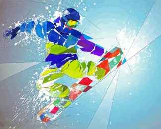 Colorful Snow Skateboarder diamond painting