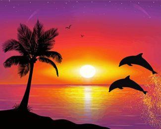 Dolphin In Sunset diamond painting
