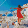 Girl Enjoying Greece diamond painting