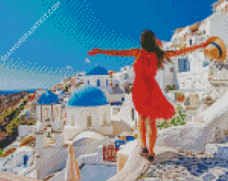 Girl Enjoying Greece diamond painting