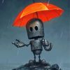 Lonely Robot And Umbrella diamond painting