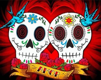 Mexican Love Skull diamond painting