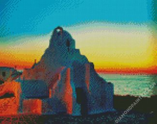 Mykonos Church Paraportiani At Sunset diamond painting