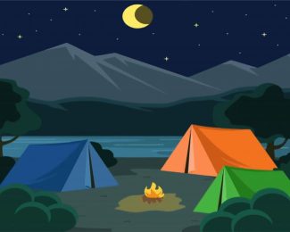 Night Camping Illustration diamond painting