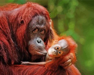 Orange Orangutan diamond painting