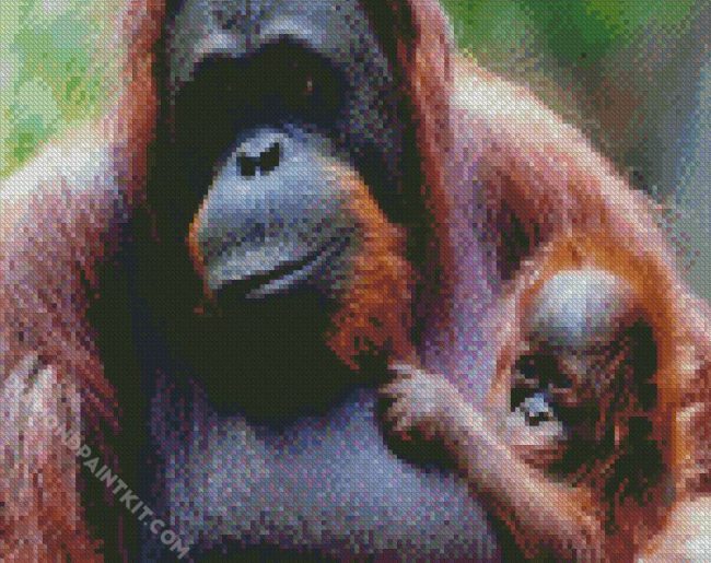 Orangutan And Baby Monkey diamond painting