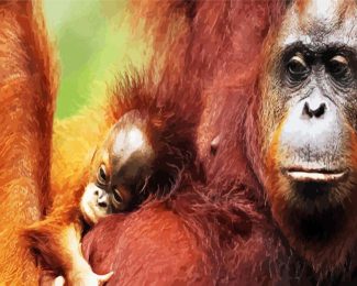Orangutan Family diamond painting