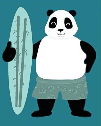 Panda Holding a Surfboard diamond painting