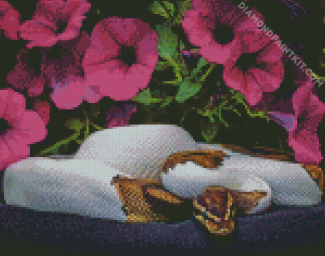 Python Snake And Petunia Flowers diamond painting