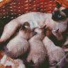 Siamese Cat With kittens diamond painting