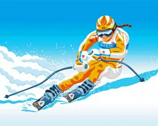 Skier Illustration Art diamond painting