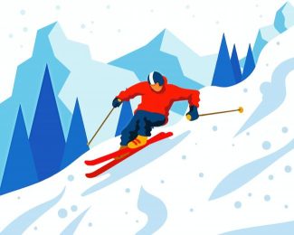 Skier Illustration diamond painting