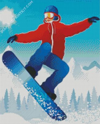 Snowboarding Illustration diamond painting
