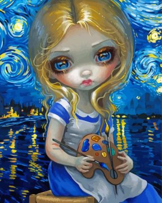 Starry Night Strangeling Girl diamond painting