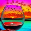Sunset Glass And Flying Birds diamond painting