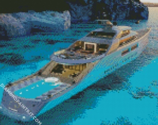 White Yacht In The Sea diamond painting