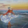 Woman Enjoying The Beach diamond painting