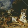 Young Tiger Playing With His Mother By Delacroix Eugene diamond painting