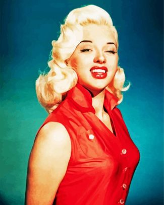 Actress Diana Dors In Red diamond painting