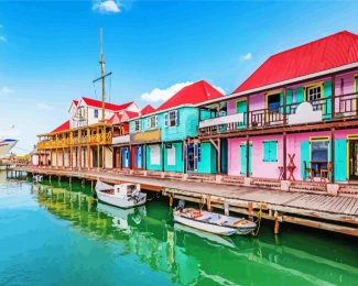 Antigua And Barbuda Colorful Buildings diamond painting