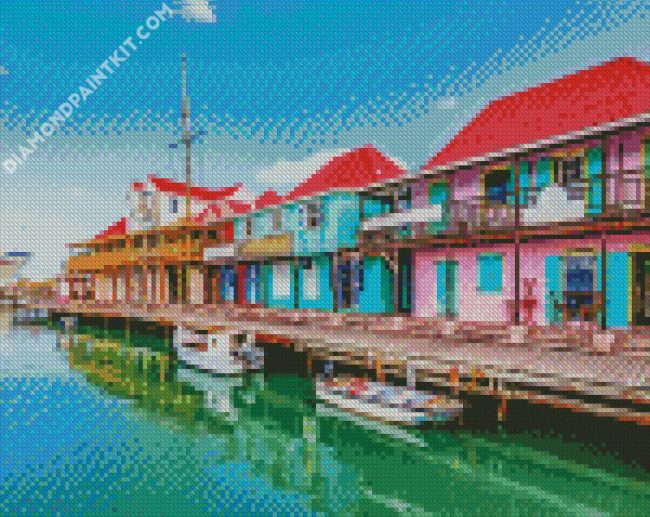 Antigua And Barbuda Colorful Buildings diamond painting