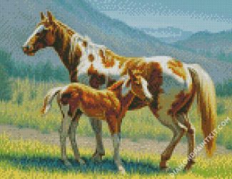 Blonde Paint Horses Art diamond painting