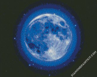 Blue And Black Moon In The Dark Space diamond painting