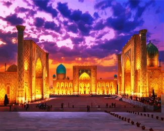 Bukhara Kalan Mosque At Sunset diamond painting
