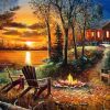 Campfire By Lake diamond painting