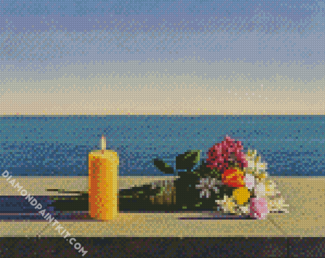 Candle And Flowers Bouquet diamond painting