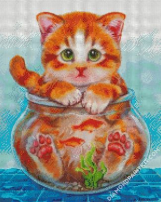 Cat In Bowlfish diamond painting